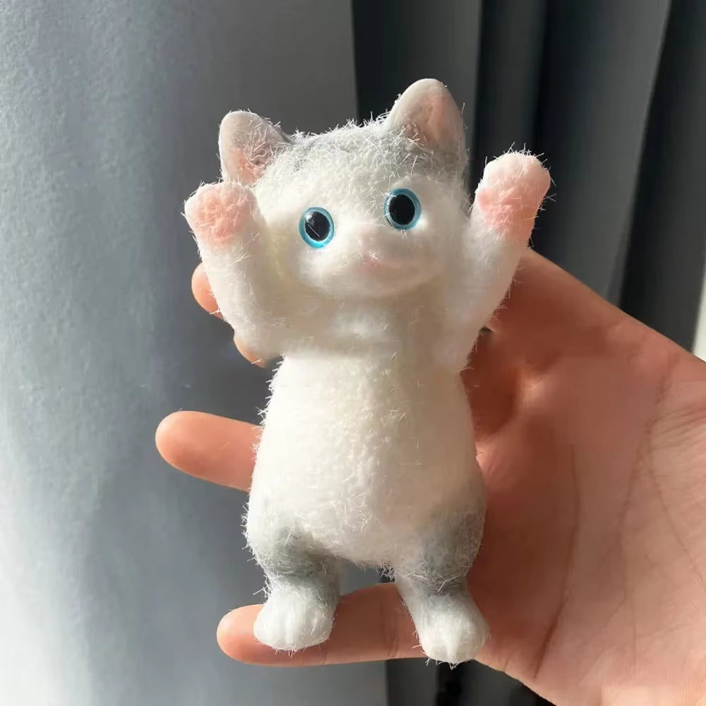 13CM Cute Taba Squishy Cat Fluffy Sticky Realistic Cat Stress Relieving Toy Simulation Cats Doll Squeeze Gift for Kids Adults