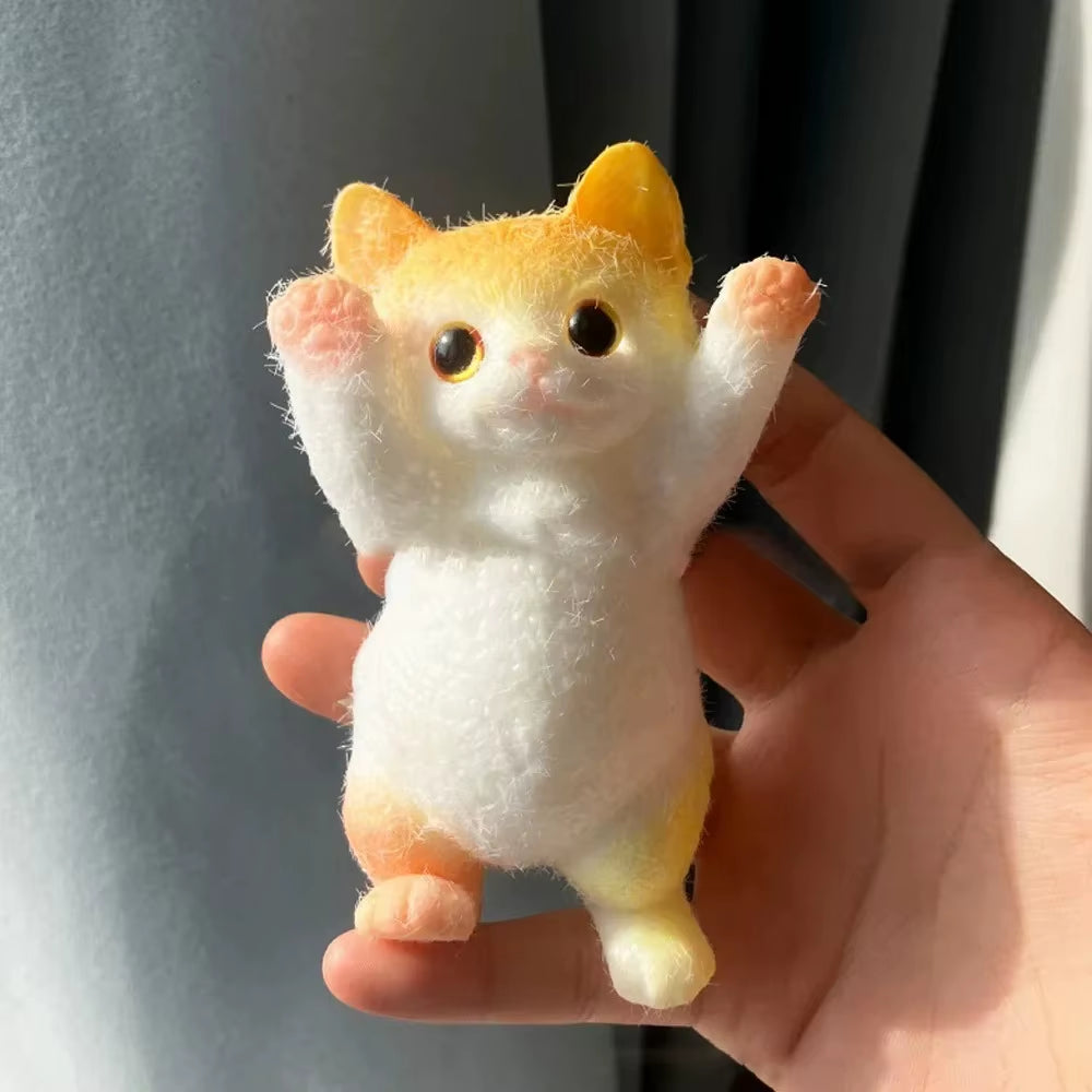 13CM Cute Taba Squishy Cat Fluffy Sticky Realistic Cat Stress Relieving Toy Simulation Cats Doll Squeeze Gift for Kids Adults